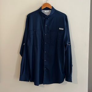 Navy blue Columbia long sleeve shirt XLT